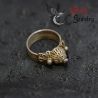 Tribal silver alloy ring top view – crown shape with floral engravings