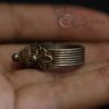 Vintage tribal ring rear angle showing domed crown and textured band on hand