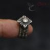 vintage shan lisu hill tribe silver ring worn on finger front view
