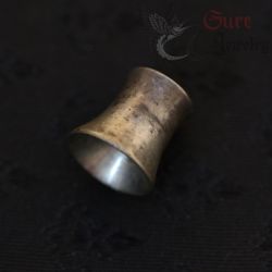 top side angle view of vintage burmese silver ear plug