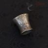 top side angle view showing flare of burmese silver ear plug