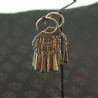 hanging display – lahu musur silver earrings hanging angled display showing round form and filigree