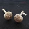 Detailed front flare of Pa-O silver ear plug, top angle