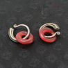 Antique Yao silver earrings with red glass circles – alternate side angle