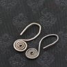 ANTIQUE SILVER YAO EARRINGS SPIRAL ORNAMENT TOP SIDE ANGLE VIEW 1