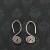 ANTIQUE SILVER YAO EARRINGS SPIRAL ORNAMENT TOP SIDE ANGLE VIEW 2