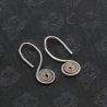 ANTIQUE SILVER YAO EARRINGS SPIRAL ORNAMENT TOP SIDE ANGLE VIEW 3