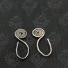ANTIQUE SILVER YAO EARRINGS SPIRAL ORNAMENT TOP SIDE ANGLE VIEW 4
