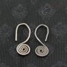 ANTIQUE SILVER YAO EARRINGS SPIRAL ORNAMENT TOP SIDE ANGLE VIEW 5