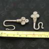 WITH RULER – MEASUREMENTS OF YAO EARRINGS, 40MM LENGTH, 20MM WIDTH, 4MM EAR HOLE