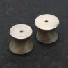 Top side angle – antique tribal ear plugs, Palaung silver jewelry, close-up 2