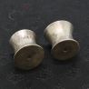 Top side angle – Burmese Shan States silver ear plugs, detailed texture 3