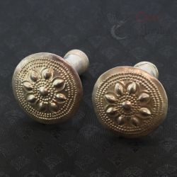 TOP SIDE ANGLE 1: ANTIQUE YAO SILVER PLUG EARRINGS TOP VIEW