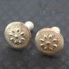 TOP SIDE ANGLE 2: YAO TRIBAL SILVER PLUG EARRINGS FLORAL DETAIL