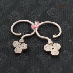 TOP ANGLE – ANTIQUE YAO SILVER SPIRAL EARRINGS PAIR