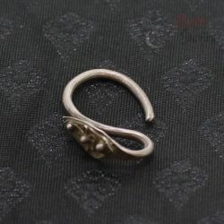 Antique Yao silver earrings top side angle – handmade hill tribe jewelry from Northern Thailand Laos region