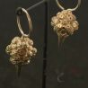Silver Yao seed bag earrings hanging on display pair view – Yao Mien silver jewelry from Northern Thailand Laos region