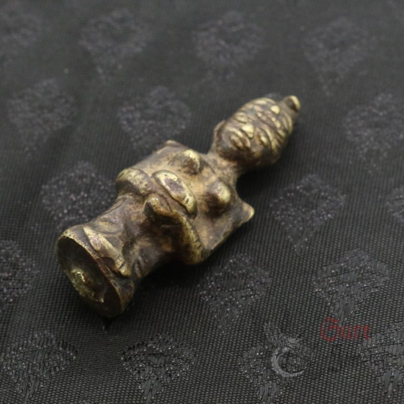TOP SIDE ANGLE-6 – Antique tribal tattoo tapper head bronze top view