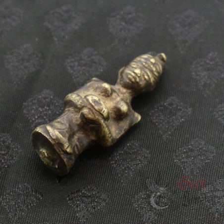 TOP SIDE ANGLE-6 – Antique tribal tattoo tapper head bronze top view