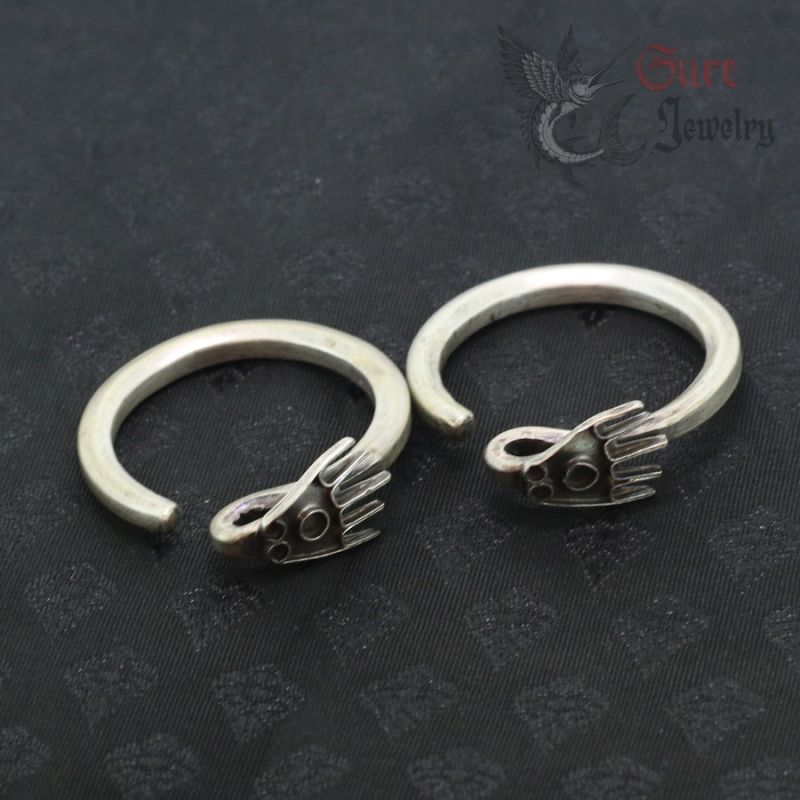 TOP ANGLE – HANDCRAFTED TRIBAL SILVER EARRINGS CHINESE MINORITY JEWELRY