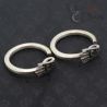 TOP ANGLE – RARE DONG TRIBAL SILVER EARRINGS HAND SYMBOL DESIGN