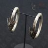 WITH HANGING DISPLAY 1 – DONG TRIBE SILVER EARRINGS DISPLAY ANTIQUE PAIR