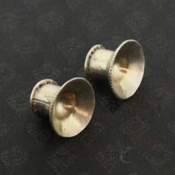 TOP SIDE ANGLE-3: Antique silver tribal earrings with flared design
