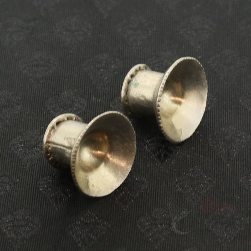 TOP SIDE ANGLE-3: Antique silver tribal earrings with flared design
