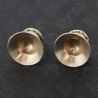 TOP SIDE ANGLE-2: Vintage Karen Hilltribe silver ear plugs close-up