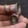 TRIBAL SILVER CYLINDRICAL EARRINGS LAHU IN HAND VIEW