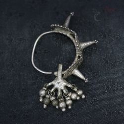 himalayan tribal silver earrings top view