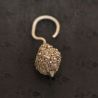 TOP SIDE ANGLE 1: ANTIQUE PADAUNG SILVER SEED BAG HOOK EARRING FROM BURMA