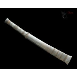 Antique Shan State silver ceremonial dagger with sheath top side angle