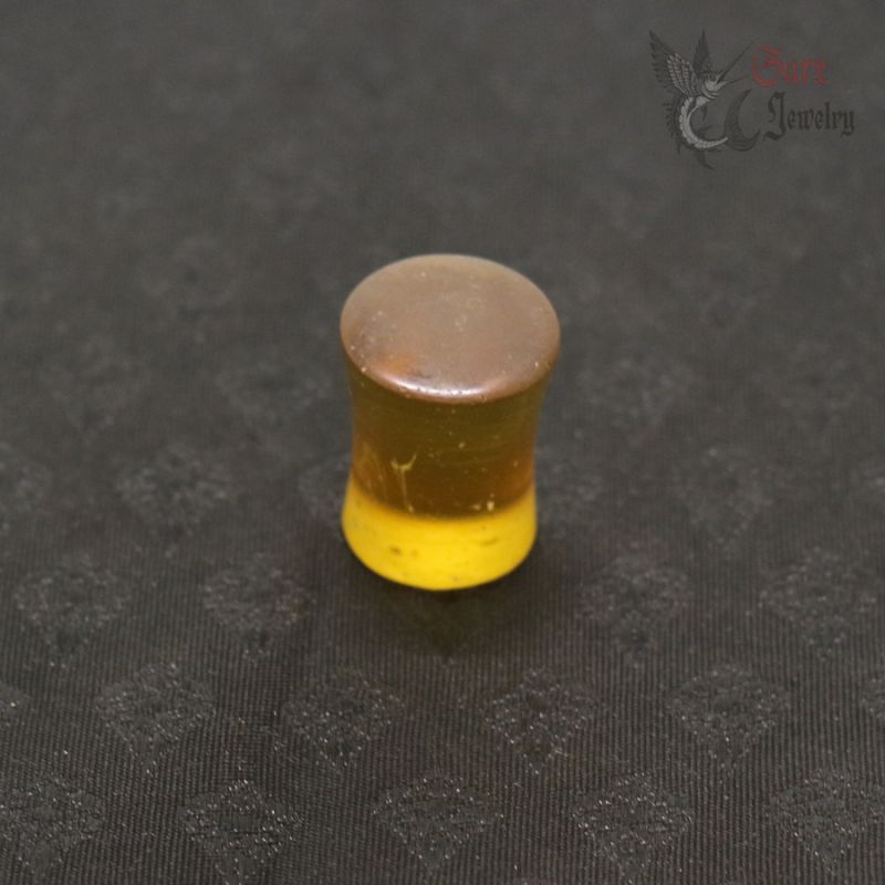 Kachin amber imitative glass ear plugs top side angle
