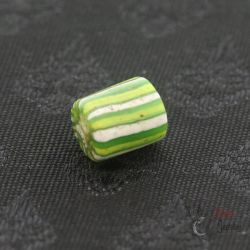 Burmese green striped glass ear plug top view Shan State