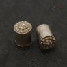 Antique silver ear plugs, Myanmar tribal body jewelry, domed front detail