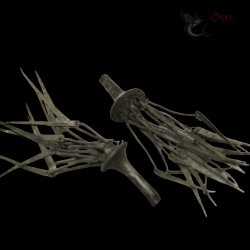 Laos tribal ear plug earrings hollow silver alloy pair top side angle