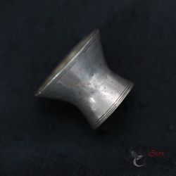 Shan State Burma high-silver ear plug top side angle view tribal tunnel