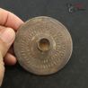 Rare Golden Triangle tribal silver ear plug shown in hand for scale and craftsmanship detail
