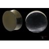 Hand-carved black wood earlobe plugs pair from Attapeu Laos front angled view