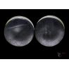Traditional Laos black hardwood ear plugs pair front perspective